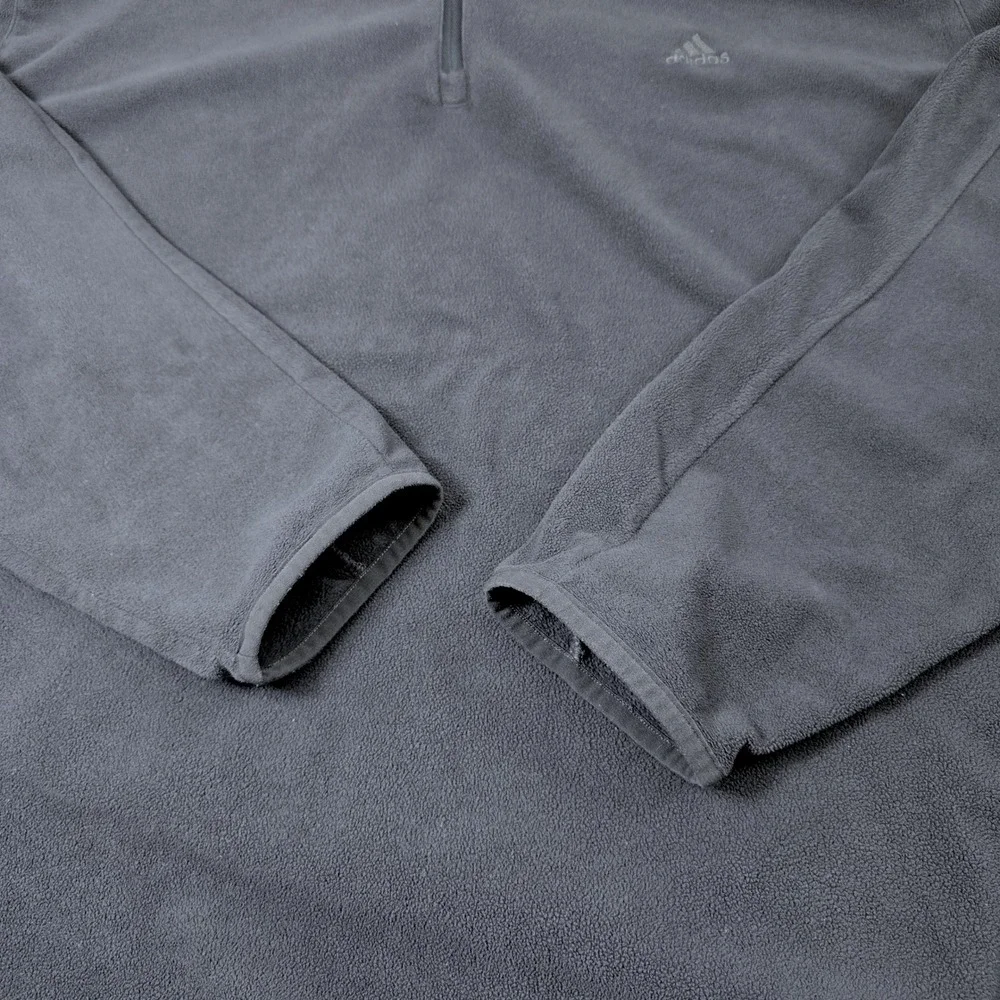 Adidas Mens 2XL Fleece Pullover 1/4 Zip Long Sleeve Gray Activewear Top‎